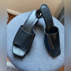 Karl Lagerfeld ladies black square toe slide heel with mirrored heel size 10.5